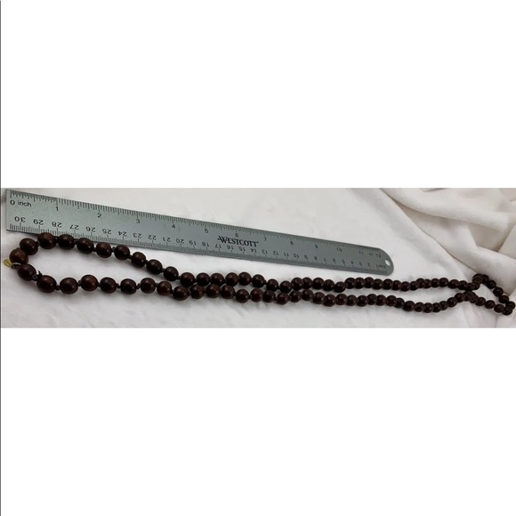 YOSCA VINTAGE BROWN BEADED SIMPLE NECKLACE 36” LONG - Picture 9 of 10